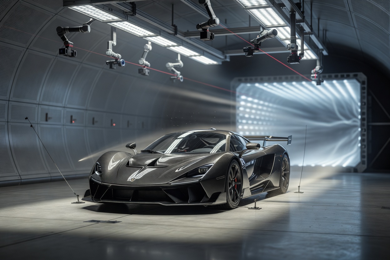 Supercar Aerodynamics Testing in Wind Tunnel