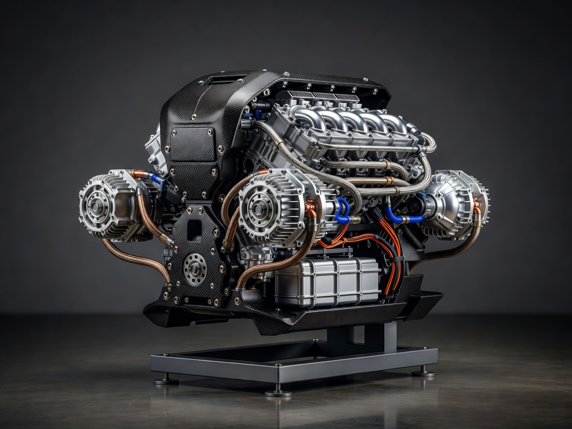 Tri-Motor Hybrid Supercar Engine Unit